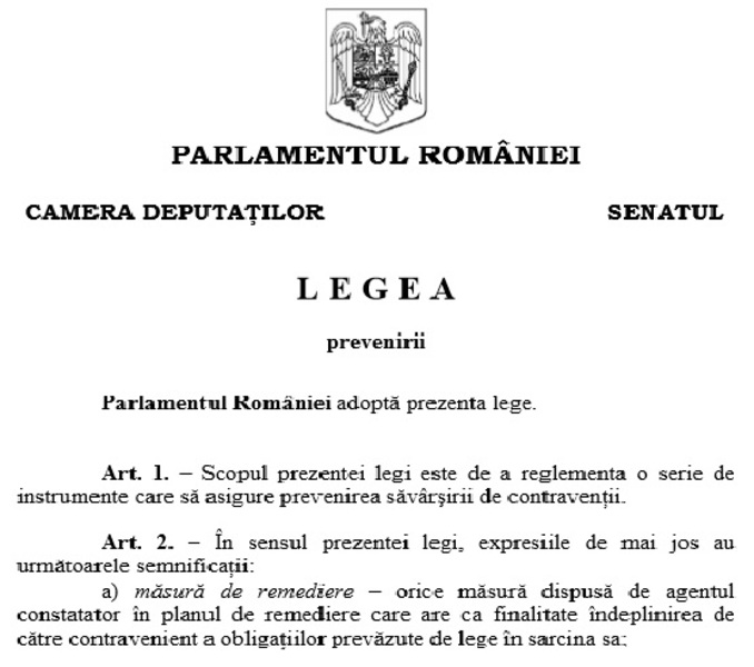 legea prevenirii